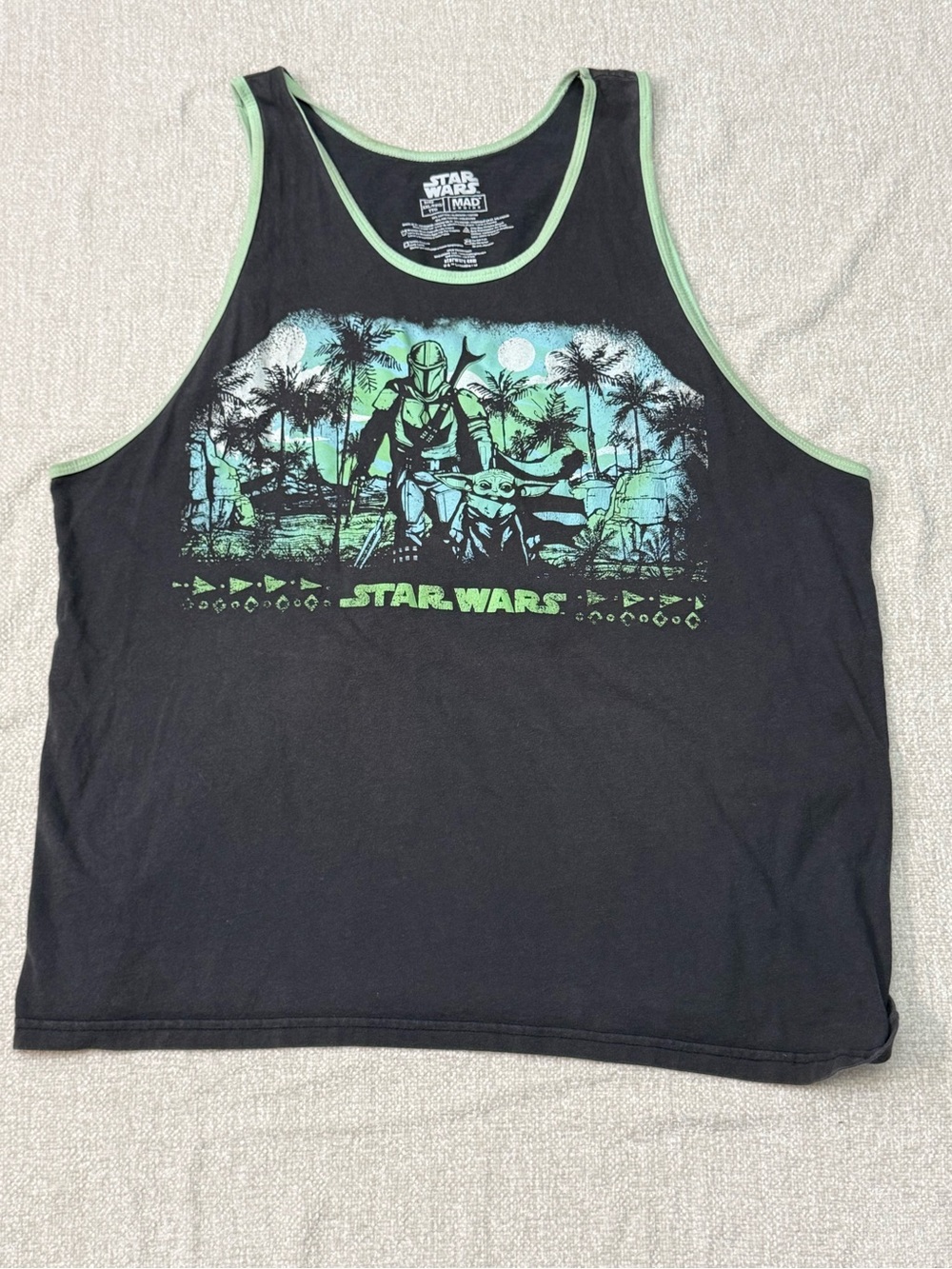 Star Wars Mandalorian Grogu Tank XXL Coastal Y2K Geekcore Black Tee